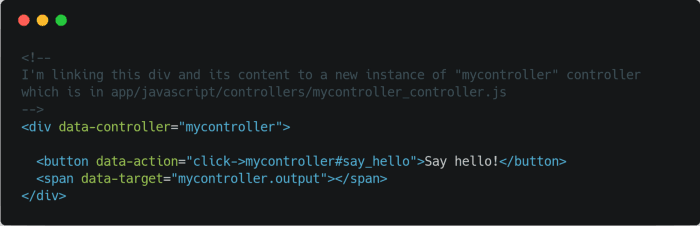 Link an HTML element to a StimulusJS controller